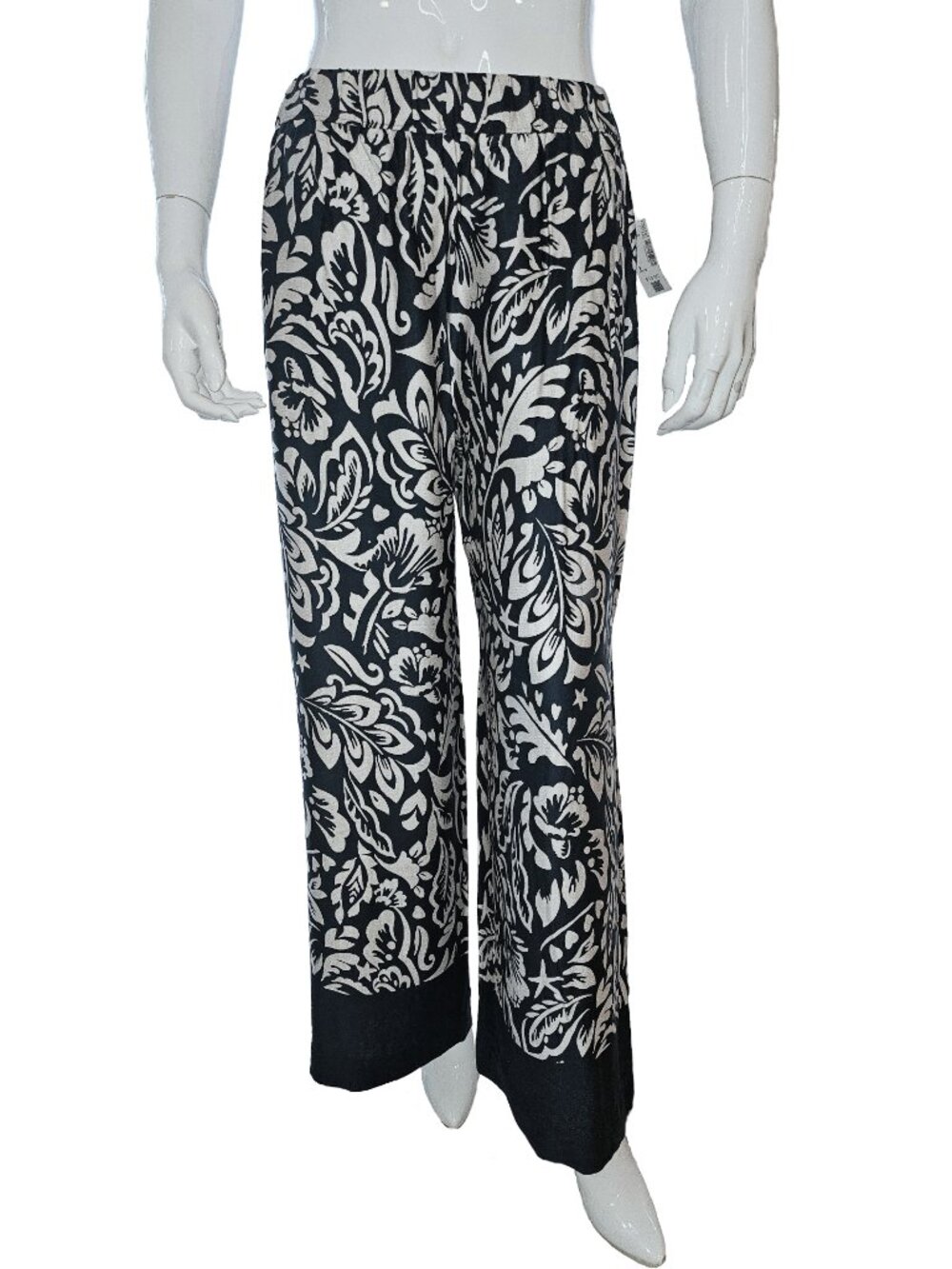 NWT REITMAN'S Blue/Ivory Botanical Print High Waist Wide Leg Pants Size Petite S